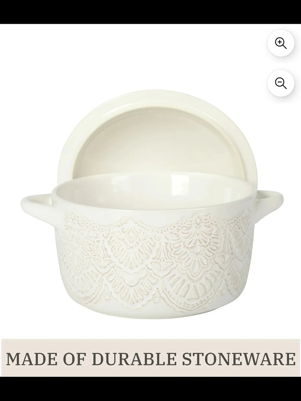 The Pioneer Woman Cream Embossed Ceramic Covered Casserole Dish